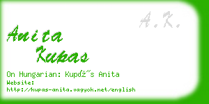 anita kupas business card